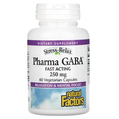Стрес-Релакс, Фарма Габа, Natural Factors, 250 мг, 60 вегетаріанських капсул