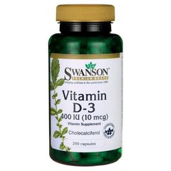 Витамин Д-3, Vitamin D-3, Swanson, 400 МЕ, 250 капсул купить в Киеве и Украине