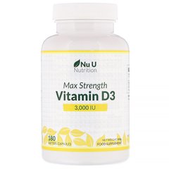 Витамин Д3 Nu U Nutrition (Vitamin D3) 3000 МЕ 180 гелевых капсул купить в Киеве и Украине