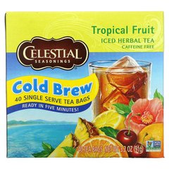 Холодний трав'яний чай Iced Herbal Tea, без кофеїну, тропічний фрукт, Celestial Seasonings, 40 пакетиків, 91 г