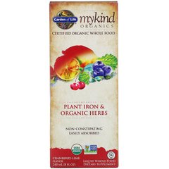 Mykind Organics, рослинне залізо і органічні трави, журавлина-лайм, Garden of Life, 8 рідких унцій (240 мл)