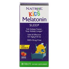 Мелатонін для дітей від 4 років та старше полуниці Natrol (Kids Melatonin Fast Dissolve Ages 4 & Up Strawberry) 30 таблеток