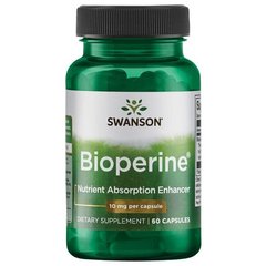 Розширювачі поглинання поживних речовин Bioperine, BioPerine Nutrient Absorption Enhancer, Swanson, 10 мг, 60 капсул