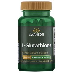L-глутатіон - максимальна сила, L-Glutathione - Maximum Strength, Swanson, 500 мг, 30 капсул