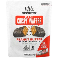 Little Secrets, Mini Crispy Wafers, арахісова олія у темному шоколаді, 10 штук в індивідуальній упаковці, 3,5 унції (100 г)