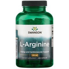 L-Аргінін, L-Arginine, Swanson, 500 мг, 200 капсул