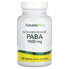 Пара-Амінобензойна Кислота пролонгованої дії (ПАБК) Natures Plus (PABA) 1000 мг 60 таблеток