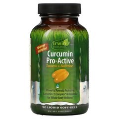 Irwin Naturals, Curcumin Pro-Active, куркума + біоперин, 90 м'яких гелевих капсул з рідиною