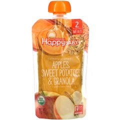 Happy Family Organics, Happy Baby, органічне дитяче харчування, етап 2, яблука, солодка картопля та мюслі, 4 унції (113 г)