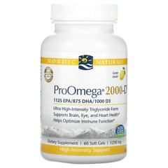 Омега-3 + вітамін D-3 лимон Nordic Naturals (ProOmega 2000-D) 1250 мг 60 капсул