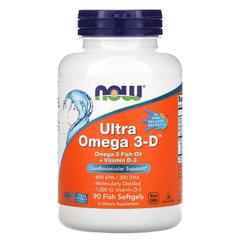 Омега 3 + витамин Д3 Now Foods (Ultra Omega 3-D) 90 капсул купить в Киеве и Украине