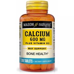 Кальций и витамин Д3 Mason Natural (Calcium 600 mg Plus Vitamin D3) 600 мг 200 таблеток купить в Киеве и Украине