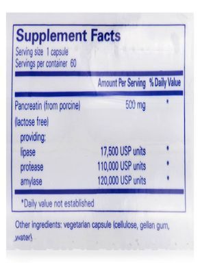 Формула ферменту підшлункової залози Pure Encapsulations (Pancreatic Enzyme Formula) 60 капсул