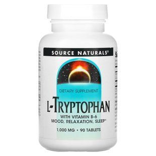 L-триптофан, L-Tryptophan with Vitamin B-6, Source Naturals, 1000 мг, 90 таблеток купить в Киеве и Украине