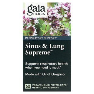 Gaia Herbs, Sinus & Lung Supreme, 60 веганських рідких фітокапсул