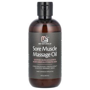 M3 Naturals, Sore Muscle Massage Oil, Sweet Orange & Vanilla, 8 fl oz (240 ml) купить в Киеве и Украине