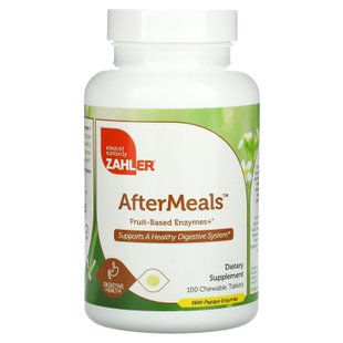 AfterMeals, эффективная антацидная и пищеварительная помощь, Zahler, 100 жевательных таблеток купить в Киеве и Украине