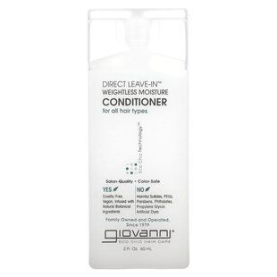 Giovanni, Direct Leave-In Weightless Moisture Conditioner, For All Hair Types, 2 fl oz (60 ml) купить в Киеве и Украине