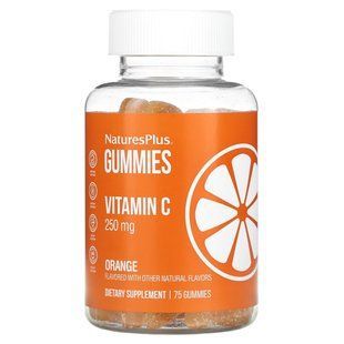 NaturesPlus, вітамін&nbsp;C, апельсин, 250&nbsp;мг, 75&nbsp;жувальних мармеладок (125&nbsp;мг в 1&nbsp;шт.)