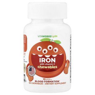VitaWorks, Kids, Iron With Vitamin C Chewables, Orange, 120 Chewables