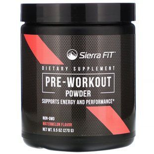 Pre-workout powder, watermelon flavor, Sierra Fit, 9.5 oz (270 g)