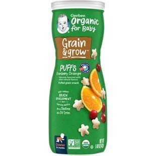 Gerber, Organic Puffs, 8 + Months, Cranberry Orange, 1.48 oz (42 g) купить в Киеве и Украине