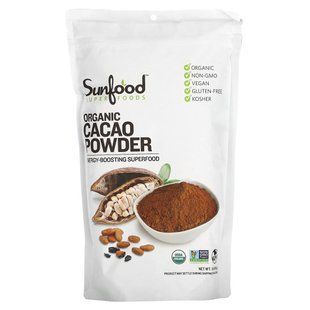 Какао порошок органик необработанный Sunfood (Cacao Powder) 454 г купить в Киеве и Украине