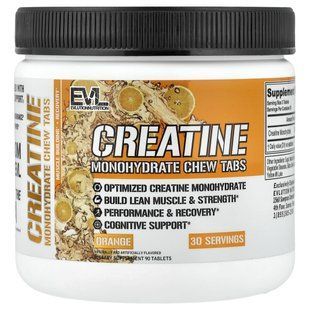 EVLution Nutrition, жевательные таблетки с моногидратом креатина, апельсин, 90 таблеток купить в Киеве и Украине