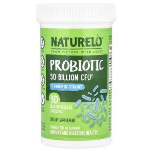Пробіотик, Probiotic, NATURELO, 50 Billion CFU, 30 відкладеного випуску капсул