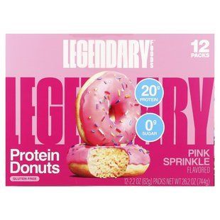 Legendary Foods, Protein Donuts, Pink Sprinkle, 12 Packs, 2.2 oz (62 g) Each купить в Киеве и Украине