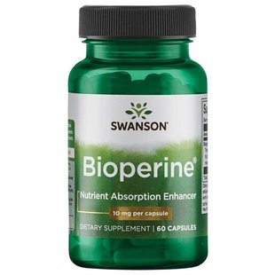 Расширители поглощение питательных веществ Bioperine, BioPerine Nutrient Absorption Enhancer, Swanson, 10 мг, 60 капсул купить в Киеве и Украине