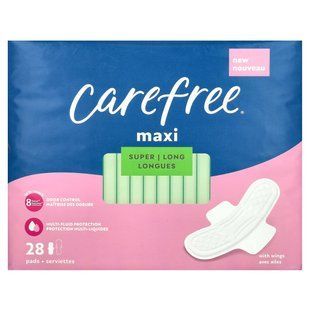Carefree, Maxi, Super Long with Wings, 28 Pads купить в Киеве и Украине