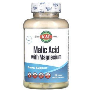 Яблочная кислота с магнием, Malic Acid With Magnesium Tablets, KAL, 120 таблеток купить в Киеве и Украине