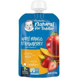 Gerber, Natural for Toddler, 12+ Months, Apple, Mango, Strawberry with Vitamin C, 3.5 oz (99 g) купить в Киеве и Украине