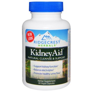 Препарат для почек Kidney Aid, RidgeCrest Herbals, 60 растительных капсул купить в Киеве и Украине