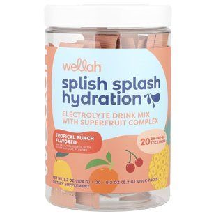 Wellah, Splish Splash Hydration, Tropical Punch, 20 Stick Packs, 0.2 oz (5.2 g) Each купить в Киеве и Украине