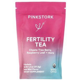 Органічний чай для зачаття, солодка м'ята, без кофеїну, Pink Stork, 15 біорозкладальних пакетиків