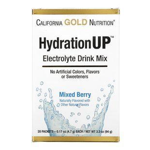 Berry Mix California Gold Nutrition (HydrationUP Electrolyte Drink Mix Mixed Berry) 20 packets of 47 g.