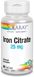 Цитрат железа, Iron Citrate, Solaray, 25 мг, 60 вегетарианских капсул фото