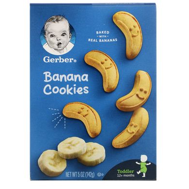 Бананове печиво, 12+ місяців, Banana Cookies, 12+ Months, Gerber, 142 г