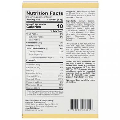 Суміш для напою з електролітами суміш ягід California Gold Nutrition (HydrationUP Electrolyte Drink Mix Mixed Berry) 20 пакетиків по 47 г