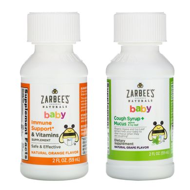 Дитячий набір для підтримки імунітету і кашлю, Zarbee's, 2 рідких унції (59 мл) кожен