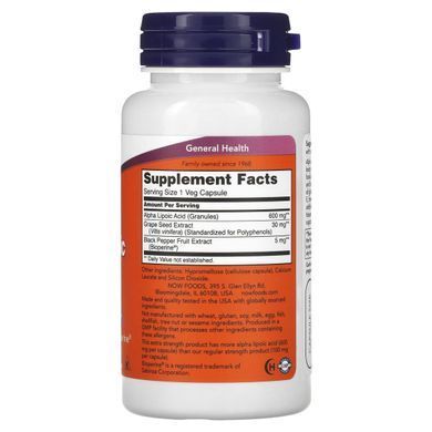 Alpha-lipoic acid Now Foods 600 mg 60 capsules