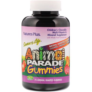 Мультивітаміни для дітей Nature's Plus (Animal Parade Gummies) 75 жувальних цукерок зі смаком фруктів