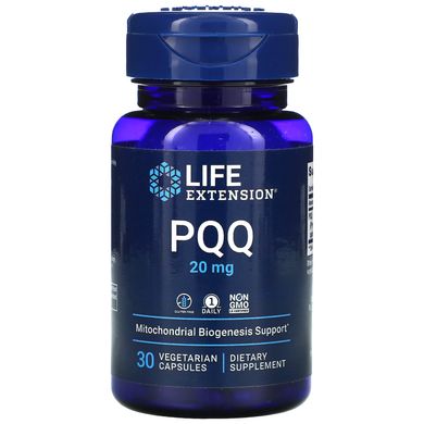 Вітамін В14 (пірролохінолінхінон), PQQ Caps with BioPQQ Mitochondrial Biogenesis Support, PQQ Caps, Life Extension, 20 мг, 30 вегетаріанських капсул