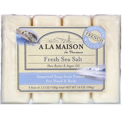 Мыло для рук и тела морская соль A La Maison de Provence (Hand & Body Bar Soap) 4*100 г купить в Киеве и Украине