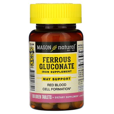 Глюконат заліза, Mason Natural, 100 таблеток