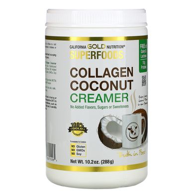 Колагеновий кокосовий крем-порошок California Gold Nutrition (Superfoods Collagen Coconut Creamer Powder Unsweetened) 288 г