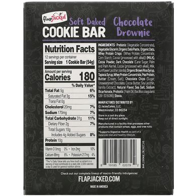 М'яке запечене печиво, шоколадний Брауні, Soft Baked Cookie Bar, Chocolate Brownie, FlapJacked, 12 батончиків, 1,90 унції (54 г) кожен
