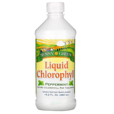 Рідкий хлорофіл, перцева м'ята, Sunny Green, 100 мг, 162 рідк унціі (480 мл)